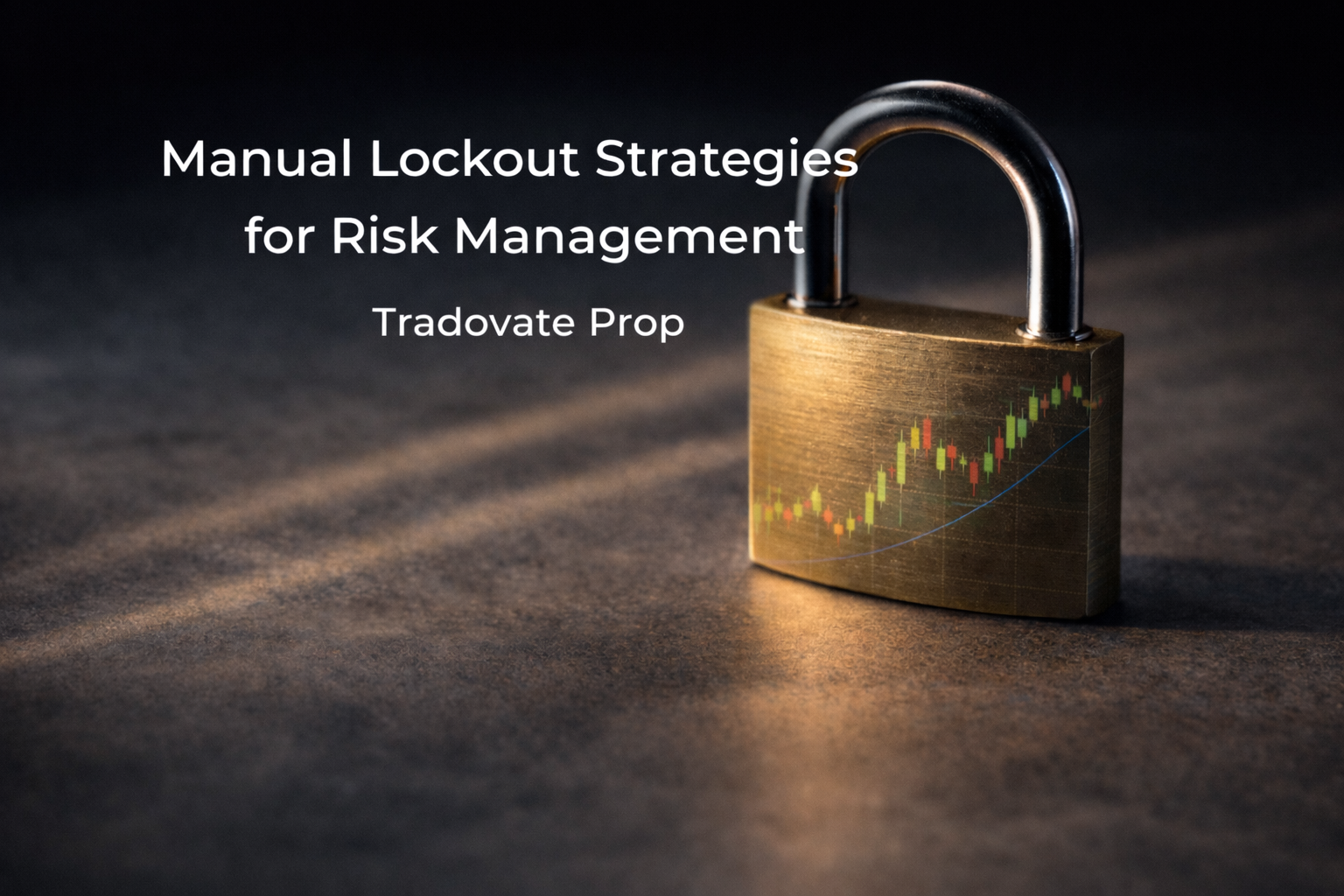 Padlock with chart graphic and centered text: “Manual Lockout Strategies for Risk Management – Tradovate Prop.”
